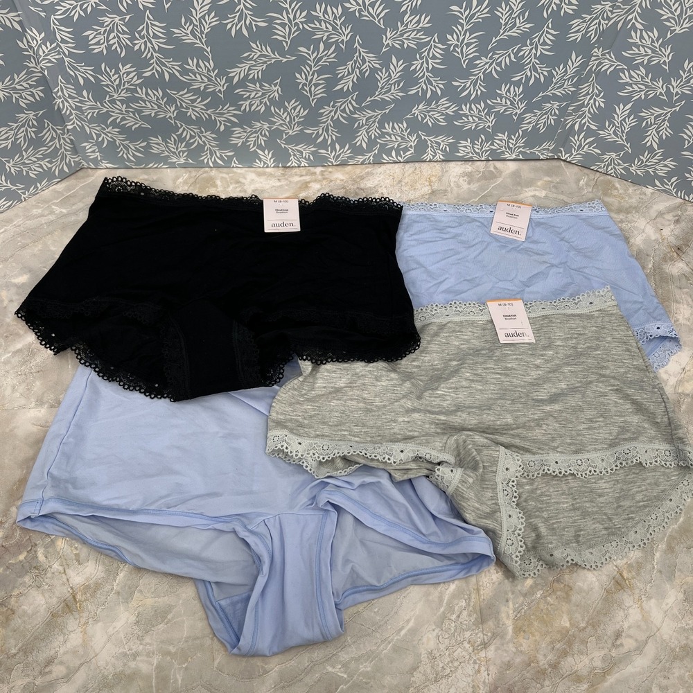 NEW Auden boyshort panties cloud knit luxe stretch underwear LOT 4 M boy shorts
